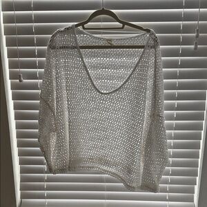 We The Free Whire Open-Knit Oversized Cover Up top